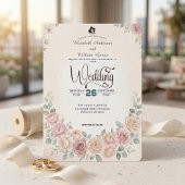 Invitation Mariage Rose Fardé Bohème Divin