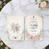 Invitation Mariage Rose Fardé Bohème Divin
