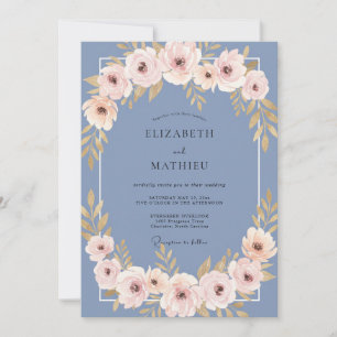 Invitation Mariage Rose Fardée Ardoise