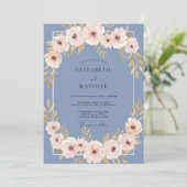 Invitation Mariage Rose Fardée Ardoise (Debout devant)