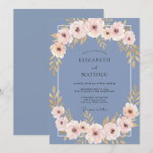 Invitation Mariage Rose Fardée Ardoise (Devant / Derrière)