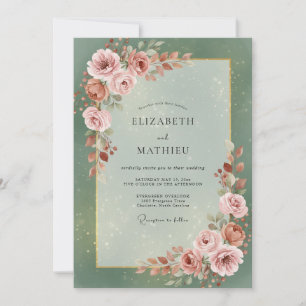 Invitation Mariage Rose Fardée Mousse de Mer