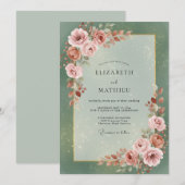 Invitation Mariage Rose Fardée Mousse de Mer (Devant / Derrière)