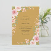 Invitation Mariage Rose Fardée Ocre (Debout devant)