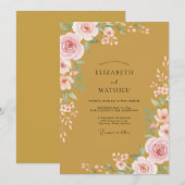 Invitation Mariage Rose Fardée Ocre (Devant / Derrière)