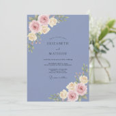 Invitation Mariage Rose Fardée Pervenche (Debout devant)