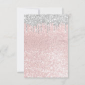 Invitation Mariage Rose Fête Douce 16 Ans Argent Gouttes (Dos)