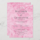 Invitation Mariage rose Fleur Élégant Classique (Devant / Derrière)