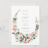 Invitation Mariage rose Fleur sauvage moderne (Devant / Derrière)