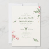 Invitation Mariage rose Fleur Vintage (Devant)