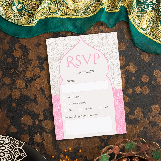 Invitation Mariage rose fleuri marocain