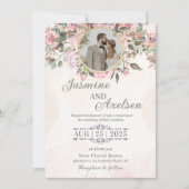 Invitation Mariage Rose Floral (Devant)