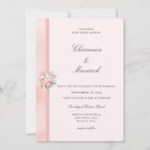 Invitation Mariage Rose Floral (Devant)