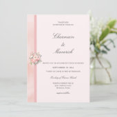 Invitation Mariage Rose Floral (Debout devant)