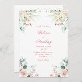 Invitation Mariage rose Floral Élégant Pink Script Mariage (Devant / Derrière)