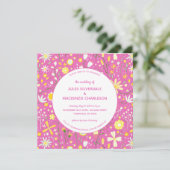 Invitation Mariage rose floral moderne (Debout devant)