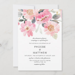 Invitation Mariage rose Floral moderne