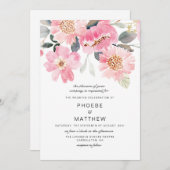Invitation Mariage rose Floral moderne (Devant / Derrière)