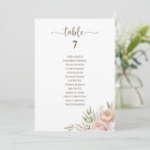 Invitation Mariage rose floral Numéro de tableau Tableau de s (Debout devant)