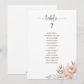 Invitation Mariage rose floral Numéro de tableau Tableau de s (Devant / Derrière)