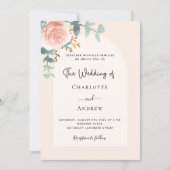 Invitation Mariage rose floral or brush arc (Devant)