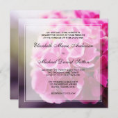 Invitation Mariage rose foncé d'hortensia (Devant / Derrière)