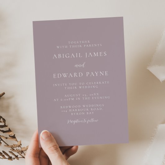Invitation Mariage rose foncé simple moderne