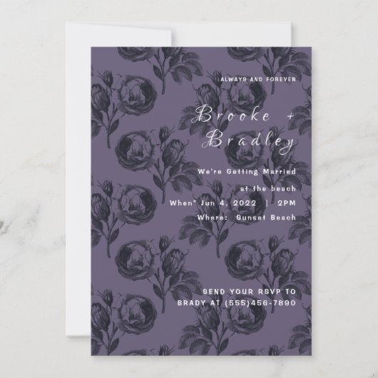 Invitation Mariage Rose Foncé Violet‑Gris (Devant)