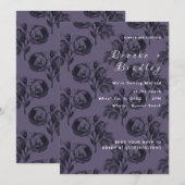 Invitation Mariage Rose Foncé Violet‑Gris (Devant / Derrière)