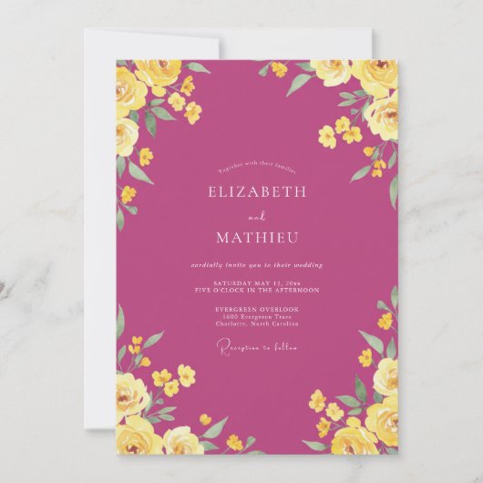Invitation Mariage Rose Fuschsi Rose (Devant)