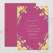 Invitation Mariage Rose Fuschsi Rose (Devant / Derrière)
