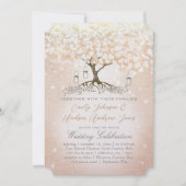 Invitation Mariage rose Gold Blush Pink Heart Leaf Tree (Devant)