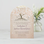 Invitation Mariage rose Gold Blush Pink Heart Tree (Debout devant)