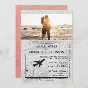 Invitation Mariage rose Gold California Passport