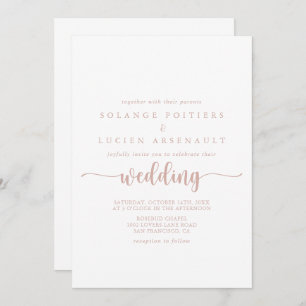 Invitation Mariage rose Gold Calligraphy  