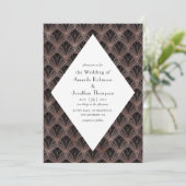 Invitation Mariage rose Gold et Black Art Déco (Debout devant)