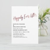 Invitation Mariage Rose Gold Happily Ever After Réception de  (Debout devant)