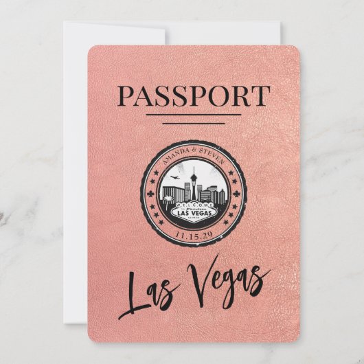 Invitation Mariage rose Gold Las Vegas Passport (Dos)
