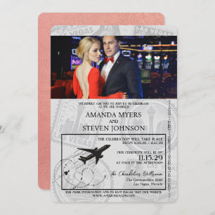 Invitation Mariage rose Gold Las Vegas Passport