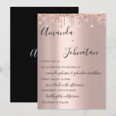 Invitation Mariage Rose Gold Lecteurs Monogramme noir blanc (Devant / Derrière)