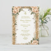 Invitation Mariage Rose Gold Romantique (Debout devant)