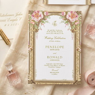 Invitation Mariage Rose Gold Romantique Rose