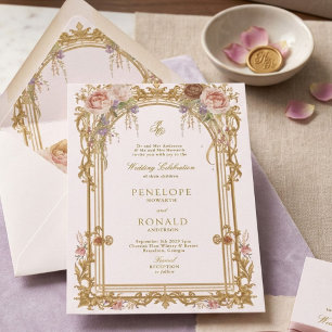 Invitation Mariage Rose Gold Romantique Rose