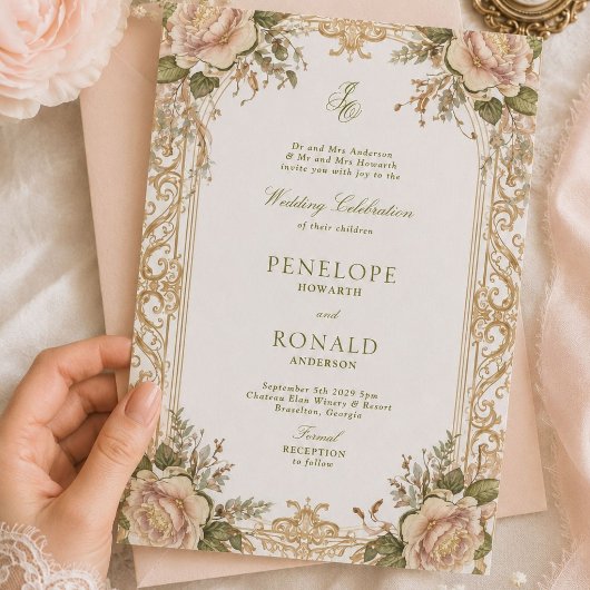 Invitation Mariage Rose Gold Romantique Rose