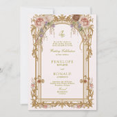 Invitation Mariage Rose Gold Romantique Rose (Devant)