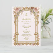 Invitation Mariage Rose Gold Romantique Rose (Debout devant)