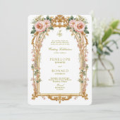 Invitation Mariage Rose Gold Romantique Rose (Debout devant)