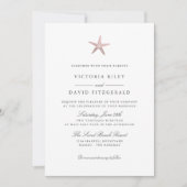 Invitation Mariage rose Gold Starfish Elegant Ocean Beach (Devant)