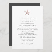 Invitation Mariage rose Gold Starfish Elegant Ocean Beach (Devant / Derrière)