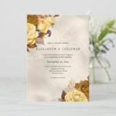 Invitation Mariage Rose Golden Damask (Debout devant)